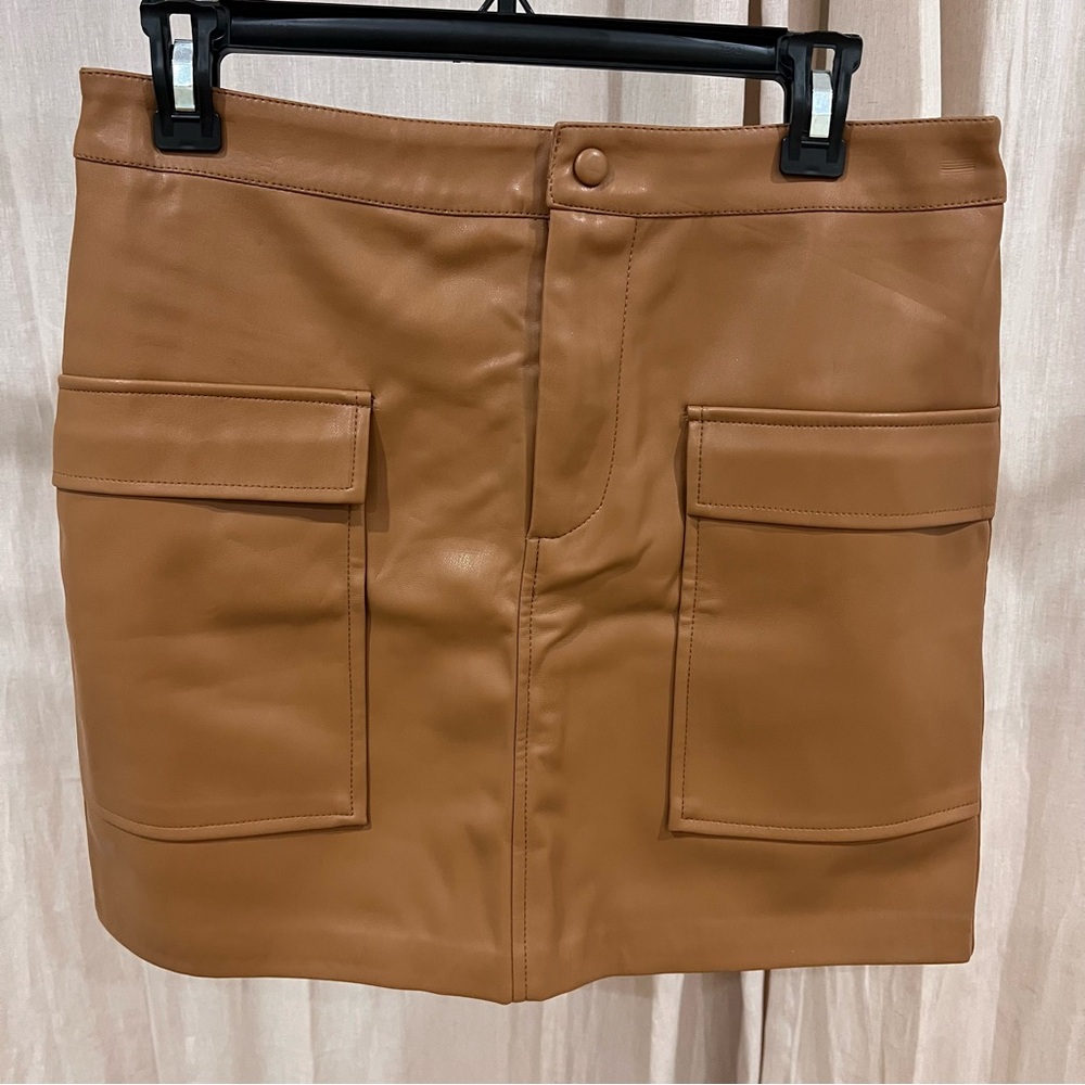 BB Dakota Brown Leather Pencil Skirt